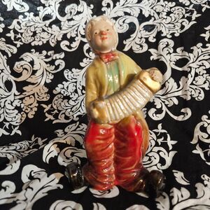 Vintage Rare Ceramic Clown Figurine With Red‎ Nose and Harmonic